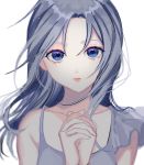  1girl bare_shoulders blue_eyes closed_mouth collarbone commentary_request cowboy_shot eyebrows_visible_through_hair highres long_hair looking_at_viewer original p2_(uxjzz) simple_background solo white_background 