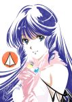  1girl blue_eyes blue_hair choujikuu_yousai_macross highres lynn_minmay macross marufuji_hirotaka microphone torso 