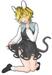  1girl animal_ears blonde_hair cosplay kusoyarou mouse_ears mouse_tail nazrin nazrin_(cosplay) shoes skirt socks solo tail toramaru_shou touhou yellow_eyes 