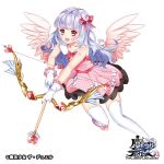 :d angel_wings arrow blush bow bow_(weapon) fujishiro_kokoa full_body gloves hair_bow hair_ornament heart_arrow heart_hair_ornament long_hair looking_at_viewer official_art open_mouth original pink_bow pink_eyes pink_skirt silver_hair skirt smile the_caster_chronicles thigh-highs weapon white_gloves white_legwear wings 