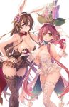  alternate_costume bare_shoulders breasts brown_hair bunny_girl bunnysuit card cleavage flower granblue_fantasy large_breasts leaf leaf_on_head mizuno_(suisuiw) pink_hair pointy_ears rabbit_ears rosetta_(granblue_fantasy) tagme thigh-highs very_long_hair yggdrasill_(granblue_fantasy) 