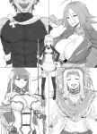  1boy 4girls ^_^ ^o^ abs apron artoria_pendragon_(swimsuit_rider_alter)_(fate) bare_shoulders bikini breasts cleavage closed_eyes fate/extra fate/grand_order fate/prototype fate/prototype:_fragments_of_blue_and_silver fate_(series) gauntlets go-m greyscale grin gun hand_on_hip headwear highres holding holding_gun holding_weapon huge_breasts large_breasts long_hair looking_at_viewer maid_headdress monochrome mop multiple_girls navel open_mouth outstretched_arms quetzalcoatl_(fate/grand_order) rider_(fate/extra) rider_(fate/prototype_fragments) saint_martha scar smile staff swimsuit tears teeth thigh-highs under_boob very_long_hair weapon 