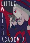  1girl copyright_name hair_over_one_eye hat little_witch_academia long_hair looking_at_viewer purple_hair red_eyes robe solo sucy_manbavaran witch witch_hat yuno_tsuitta 