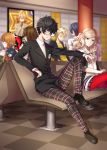  10s 3boys 3girls akechi_gorou black_hair blonde_hair blue_hair brown_hair fur_trim glasses headphones jacket kitagawa_yuusuke kurusu_akira long_hair morgana_(persona_5) niijima_makoto okumura_haru orange_hair persona persona_5 sakamoto_ryuuji sakura_futaba school_uniform shinkusora short_hair smile takamaki_anne twintails 