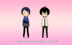  2boys black_hair blue_hair highres kill_me_baby kill_me_dance kitagawa_yuusuke kurusu_akira multiple_boys parody persona persona_5 z_d_a_n_k 