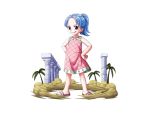  1girl :q black_eyes blue_hair bodskih dress full_body hands_on_hips high_heels long_hair looking_at_viewer nefertari_vivi one_piece palm_tree pink_dress short_dress sleeveless sleeveless_dress solo standing tongue tongue_out transparent_background tree younger 