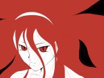  &gt;:| 1girl black_background blending glaring hair_between_eyes hairband long_hair looking_at_viewer red_eyes redhead simple_background slit_pupils solo tohno_akiha tsukasa_(srs-z750) tsukihime upper_body vermillion_akiha very_long_hair 