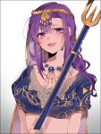  +_+ 1girl earrings fate/grand_order fate_(series) indian_clothes jewelry matou_sakura namahamu_(hmhm_81) necklace parvati_(fate/grand_order) polearm purple_hair spear violet_eyes weapon 