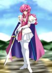  1girl armor breastplate ethlin_(fire_emblem) fire_emblem fire_emblem:_seisen_no_keifu gloves highres holding holding_sword holding_weapon long_hair looking_at_viewer pauldrons pink_hair solo sword weapon 