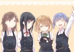  4girls ^_^ ^o^ arashio_(kantai_collection) asashio_(kantai_collection) black_hair blue_eyes brown_eyes brown_hair closed_eyes dress kantai_collection michishio_(kantai_collection) multiple_girls ooshio_(kantai_collection) pinafore_dress remodel_(kantai_collection) satsumi tagme 