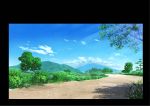  absurdres blue_sky clouds commentary dappled_sunlight day grass highres hill hirota_(masasiv3) nature no_humans original outdoors path plant road scenery sky sunlight tree 