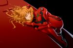  1girl blonde_hair closed_eyes fetal_position highres jay_zhang long_hair lying neon_genesis_evangelion on_side parted_lips plugsuit solo souryuu_asuka_langley 