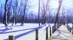  ambiguous_gender blue_sky commentary_request day fence forest nature original outdoors park path people road scenery sky snow standing walking winter zennmai_siki 