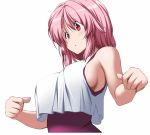  1girl alternate_costume animated animated_gif bare_arms bounce bouncing_breasts breasts crop_top jiggle large_breasts leotard no_bra nori_tamago pink_hair purple_leotard red_eyes saigyouji_yuyuko sideboob solo touhou upper_body 