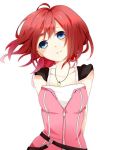  1girl arms_behind_back bare_shoulders blue_eyes blush breasts kairi_(kingdom_hearts) kingdom_hearts kingdom_hearts_ii redhead short_hair small_breasts smile solo 