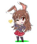  1girl brown_eyes brown_hair chibi commentary_request iesupa one_eye_closed rwby rwby_chibi solo tongue tongue_out velvet_scarlatina 