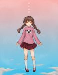  1girl braid closed_eyes madotsuki pink_shirt purple_skirt shirt skirt solo twin_braids yume_nikki 