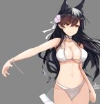  1girl animal_ears atago_(azur_lane) azur_lane black_hair breasts brown_eyes cleavage hair_ornament large_breasts long_hair smile solo suzume_(simple0091) tagme 