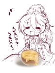  +++ 1girl :d =_= eating fang food hat knife mononobe_no_futo muuba open_mouth sketch smile solo soup spork tate_eboshi touhou 