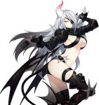 1girl ass blue_eyes boots breasts card cleavage closers demon_girl demon_tail demon_wings eyepatch fingerless_gloves gloves grin harpy_(closers) horn leg_up long_hair md5_mismatch midriff official_art resized sideboob silver_hair smile solo spiked_bracelet succubus tail thigh_boots thigh_strap under_boob upscaled very_long_hair wings 