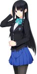  1girl black_hair highres iizuki_tasuku isurugi_yuki long_hair niizuma_lovely_x_cation pantyhose school_uniform skirt 