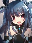  1girl bare_shoulders black_hair blush hair_ornament long_hair looking_at_viewer mintoaisu neptune_(series) red_eyes smile solo two_side_up uni_(choujigen_game_neptune) 