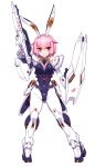  animal_ears beam_rifle breasts char&#039;s_counterattack cleavage dofn energy_gun gundam mecha_musume medium_breasts nu_gundam pink_hair rabbit_ears shield short_hair standing weapon yellow_eyes 