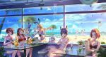  &gt;_&lt; 6+girls akagi_(kantai_collection) atago_(kantai_collection) beach beach_umbrella bikini bird black_bikini blonde_hair blue_bikini blue_eyes blue_sky blurry bow breasts brown_eyes brown_hair chair character_request claws closed_eyes closed_mouth clouds crossed_arms cup day depth_of_field drink drinking_glass drinking_straw eyepatch food front-tie_top hair_bow hair_intakes hands_together hat highres horn ice_cream indoors kaga_(kantai_collection) kantai_collection kashima_(kantai_collection) large_breasts long_hair medium_breasts mittens motion_blur multiple_girls navel necklace_removed northern_ocean_hime ocean palm_tree pcw plant purple_hair red_bikini rensouhou-chan ryuujou_(kantai_collection) sailor_bikini sailor_collar sand seaport_hime shimakaze_(kantai_collection) shinkaisei-kan short_hair side_ponytail sitting sky sundae swimsuit table tank_top tatsuta_(kantai_collection) tenryuu_(kantai_collection) tree twintails umbrella under_boob very_long_hair violet_eyes volleyball water white_hair white_skin window yellow_eyes 