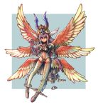  &gt;:/ 1girl :/ angel_wings anklet argyle argyle_legwear bangs black_leotard blue_background breasts closed_mouth cosplay crotch_plate elbow_gloves eyebrows_visible_through_hair facing_viewer feathered_wings feathers final_fantasy final_fantasy_tactics final_fantasy_tactics_advance final_fantasy_xii floating flying full_body gloves gradient_clothes gradient_legwear green_legwear green_wings hair_between_eyes hat head_wings horns jewelry legs legs_apart leotard long_hair long_legs looking_away looking_to_the_side low_wings midriff multicolored multicolored_background multicolored_clothes multicolored_legwear multicolored_wings multiple_wings namesake navel_cutout oomasa_teikoku purple_legwear red_eyes red_gloves red_legwear red_wings sidelocks silver_hair small_breasts solo straight_hair thigh-highs two-tone_background ultima_(fft) ultima_(ffta) ultima_(ffta)_(cosplay) white_background white_wings wings yellow_hat zettai_ryouiki 