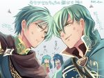  &gt;:( &gt;:d &gt;_&lt; 2boys 2girls :d :o anger_vein angry aqua_hair blue_hair blush brother_and_sister cape chibi closed_mouth eirika ephraim eye_contact fire_emblem fire_emblem:_seima_no_kouseki fire_emblem_heroes gloves green_eyes green_hair innes long_hair looking_at_another multiple_boys multiple_girls nintendo o_o open_mouth pegasus_knight polearm ponytail prince princess short_hair siblings smile tana translation_request weapon 