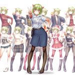  1girl animal_ears dog_ears dog_tail furry green_eyes green_hair hand_on_hip short_hair solo tail tewatasanaiinu tokyo_metropolitan_police_department wokada 