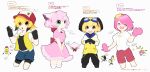  1girl blonde_hair closed_eyes dress hat highres humanization jacket jigglypuff kirby kirby_(series) kirin62 open_mouth pichu pikachu pink_hair pokemon pokemon_(game) smile super_smash_bros. tail tears translation_request 