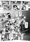  animal_print ascot axe boots choufu_shimin comic drill_hair elbow_gloves gloves greyscale kantai_collection kongou_(kantai_collection) lightning long_hair monochrome nagato_(kantai_collection) one_side_up robot shimakaze_(kantai_collection) shinkaisei-kan single_glove thigh-highs thigh_boots translated weapon zebra_print 