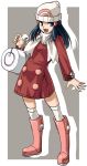  bag beanie boots duffel_bag hat hikari_(pokemon) hikari_(pokemon)_(remake) minarai_zouhyou open_mouth pokemon pokemon_(game) pokemon_dppt scarf solo 