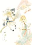  bad_id fujita_yuuya hakurei_reimu kirisame_marisa touhou traditional_media watercolor watercolor_(medium) 