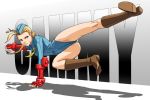  boots braid cammy_white capcom garrison_cap hat kick kicking leotard long_hair street_fighter twin_braids usatarou 