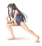  black_hair feet kasuga_yukihito legs long_hair mahou_sensei_negima mahou_sensei_negima! one-piece_swimsuit ookouchi_akira open_mouth ponytail school_swimsuit solo stretch swimsuit 