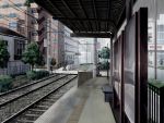  dark no_humans railroad_tracks rain scenery train_station 