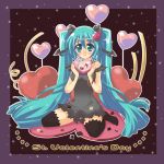  aqua_hair bad_id bracelet chemise chocolate hatsune_miku heart jewelry long_hair minose minose_(phe) sitting thigh-highs thighhighs twintails valentine very_long_hair vocaloid 