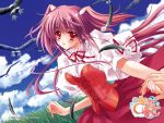  bird birds blush carnelian cloud clouds feathers long_hair quilt quilt_(game) sky two_side_up 