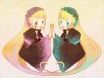  bad_id blonde_hair blue_eyes blush domotolain dress gothic_lolita hortense lolita_fashion lolita_headband long_hair purple_eyes roman siblings sound_horizon tattoo traditional_media twins violette 