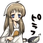 blue_eyes brown_hair clannad cooking food frying_pan lowres miyazawa_yukine tane 