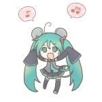  animal_ears aqua_eyes aqua_hair chibi detached_sleeves hatsune_miku long_hair lowres mouse_ears necktie sakuramori_sumomo singing skirt super_deformed tail thigh-highs thighhighs twintails vocaloid zettai_ryouiki 