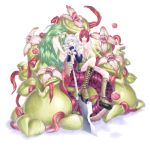  alchemist alchemist_(ragnarok_online) axe boots embryo flower green_hair grey_hair homunculus isis lamia lif long_hair mandragora mandragora_(ragnarok_online) monster_girl mr.romance multiple_girls pink_hair ragnarok_online very_long_hair weapon 