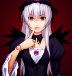  bad_id doll_joints dress hairband hat lavender_hair red_eyes rozen_maiden silver_hair suigintou wings 