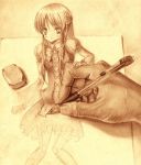  artist_request drawing dress eraser gothic gothic_lolita lolita_fashion long_hair mechanical_pencil monochrome pen pencil 