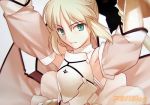  armored_dress armpits blonde_hair dress fate/stay_night fate/unlimited_codes fate_(series) green_eyes lowres saber saber_lily solo type-moon 