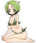  bikini green_eyes green_hair kneeling nemuro_nao original short_hair swimsuit 