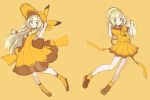  blonde_hair cosplay green_eyes highres lillie_(pokemon) pikachu pikachu_(cosplay) pokemon pokemon_(game) pokemon_sm yellowking_hiro 