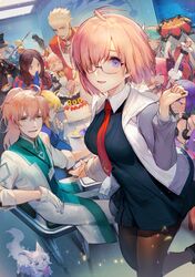 6+boys 6+girls aqua_hair archer artoria_pendragon_(all) blonde_hair breasts brown_hair edmond_dantes_(fate/grand_order) elizabeth_bathory_(fate) elizabeth_bathory_(fate)_(all) fate/grand_order fate_(series) fou_(fate/grand_order) gilgamesh highres kiyohime_(fate/grand_order) lancer lavender_hair leonardo_da_vinci_(fate/grand_order) liduke long_hair looking_at_viewer marie_antoinette_(fate/grand_order) mash_kyrielight medium_breasts multiple_boys multiple_girls open_mouth pink_hair purple_hair romani_archaman saber short_hair shuten_douji_(fate/grand_order) small_breasts smile tail tamamo_(fate)_(all) tamamo_cat_(fate) violet_eyes